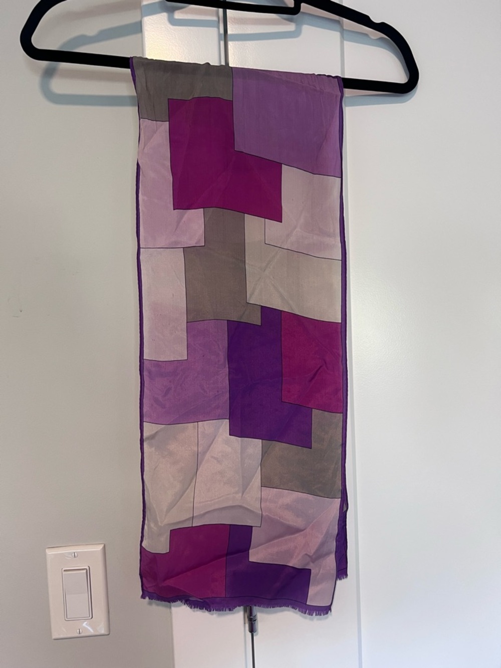 Oscar de la Renta Purple and Magenta Geometric Silk Scarf